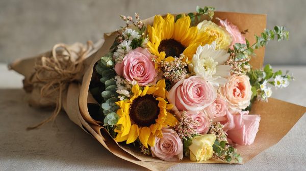 A vibrant bouquet of mixed flowers, perfect for a friend.
