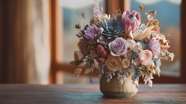 A unique, custom-designed flower bouquet.