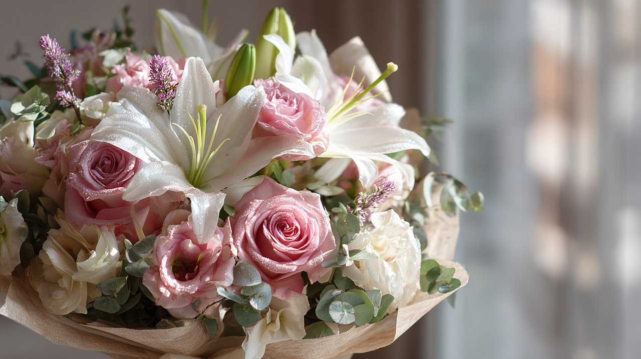 A luxurious bouquet of mixed flowers for a romantic occasion.