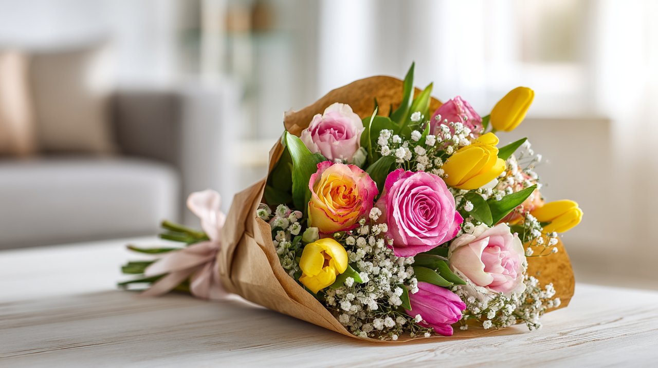 Vibrant mixed birthday flower bouquet