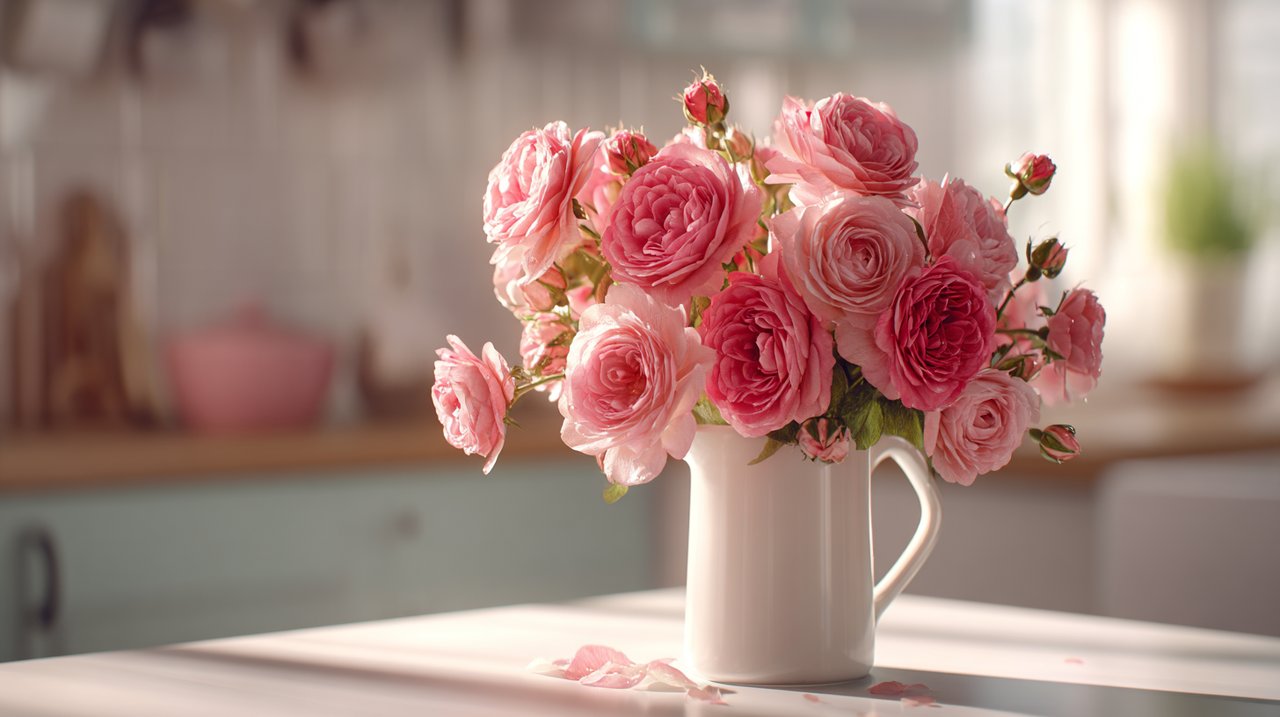 A vibrant bouquet of pink roses demonstrating harmonious color narrative.