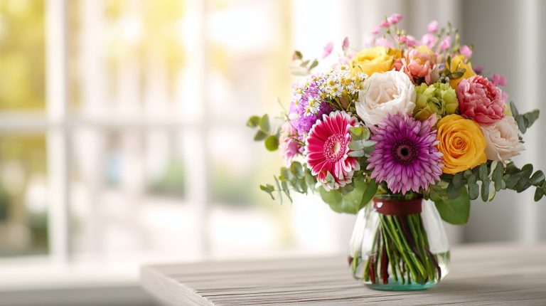 A vibrant, elegantly arranged flower bouquet, symbolizing thoughtful gift-giving.