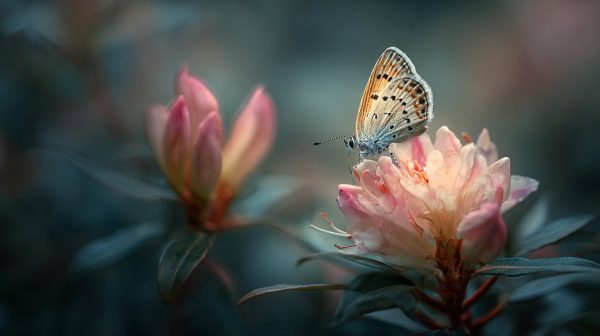 A butterfly flower slowly opening its petals, symbolizing patience.