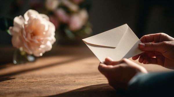 Hands contemplating a gift and memories.