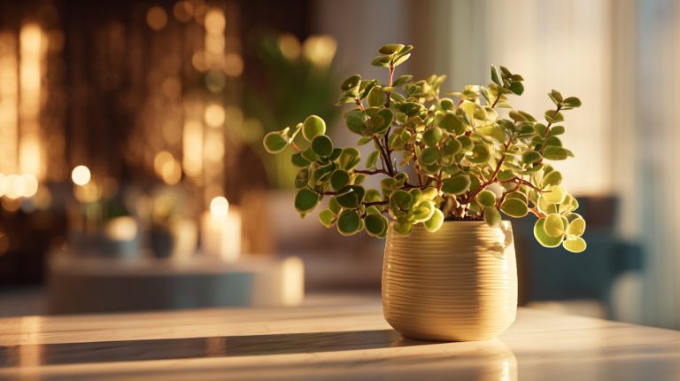 Portulacaria afra plant in a bright living room.