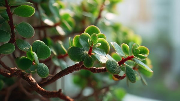 A vibrant and healthy Portulacaria afra plant.