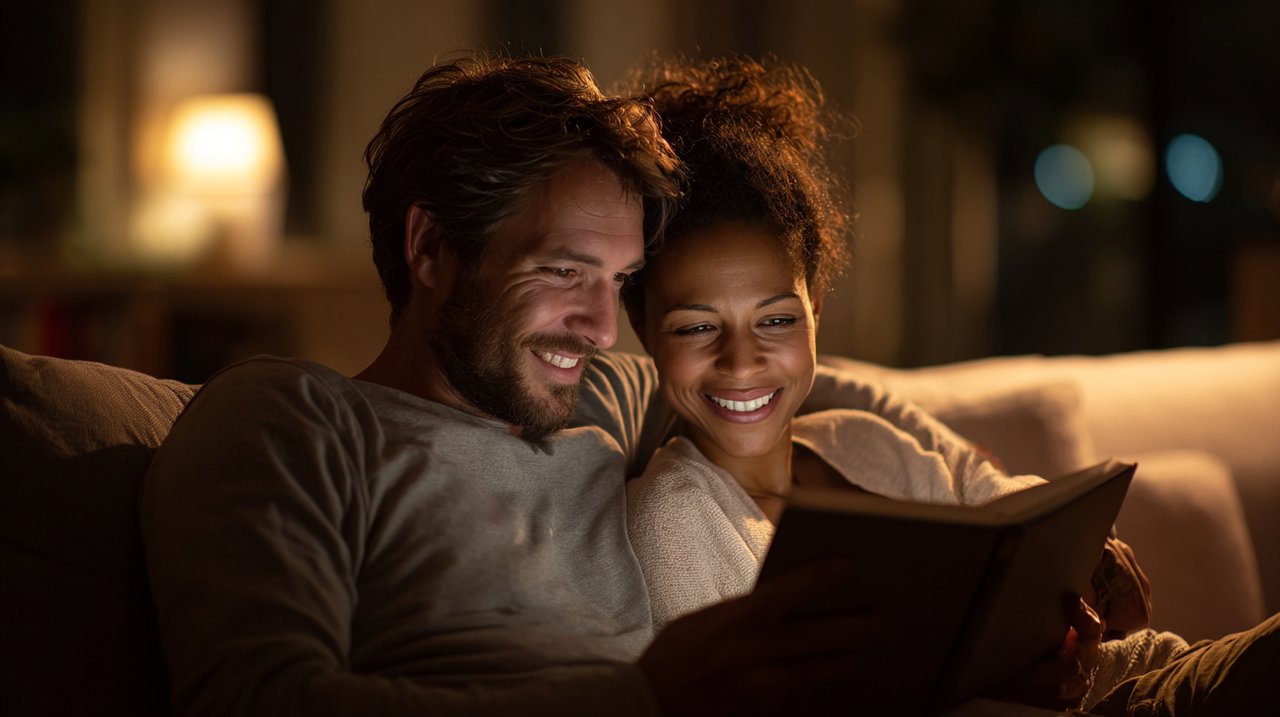 Two people sharing a moment of intellectual connection.
