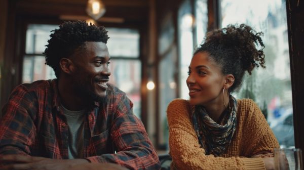 A vibrant conversation between two individuals.