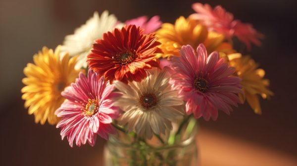 A vibrant bouquet of colorful African daisies.