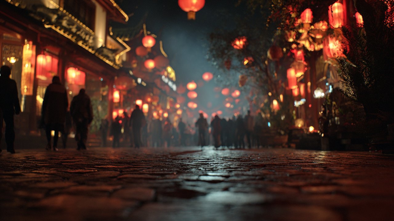 A warm and inviting scene of Lantern Festival night.
