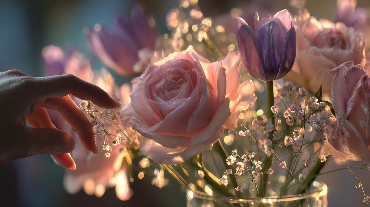 A delicate bouquet of flowers symbolizing unspoken love.