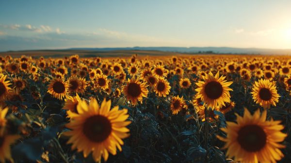 A vibrant sunflower field basking in sunlight.